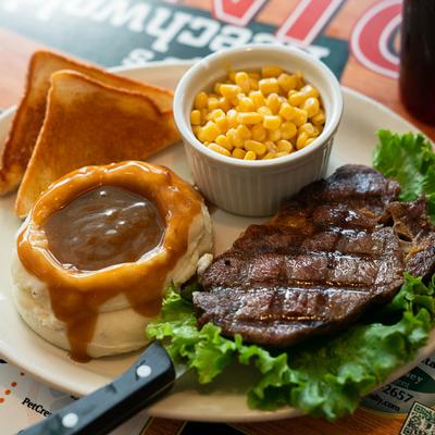 6 oz. center cut ribeye, char-broiled to perfection.