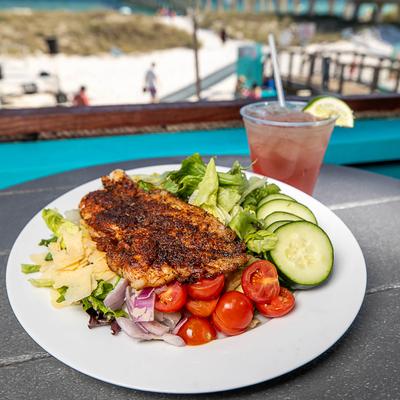 green salad with fish.