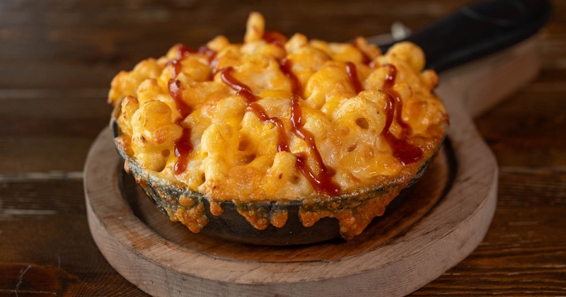 Served mac and cheese, baked