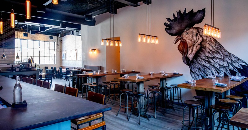 Interior, bar area on the left, seating area on the right