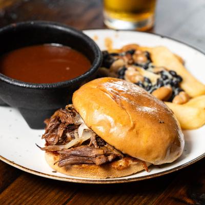 Steak Torta sandwich.