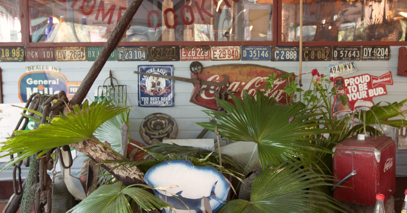 Interior, tables and plants