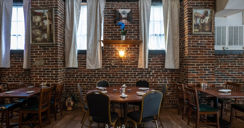 Dining area, tables ready for customers