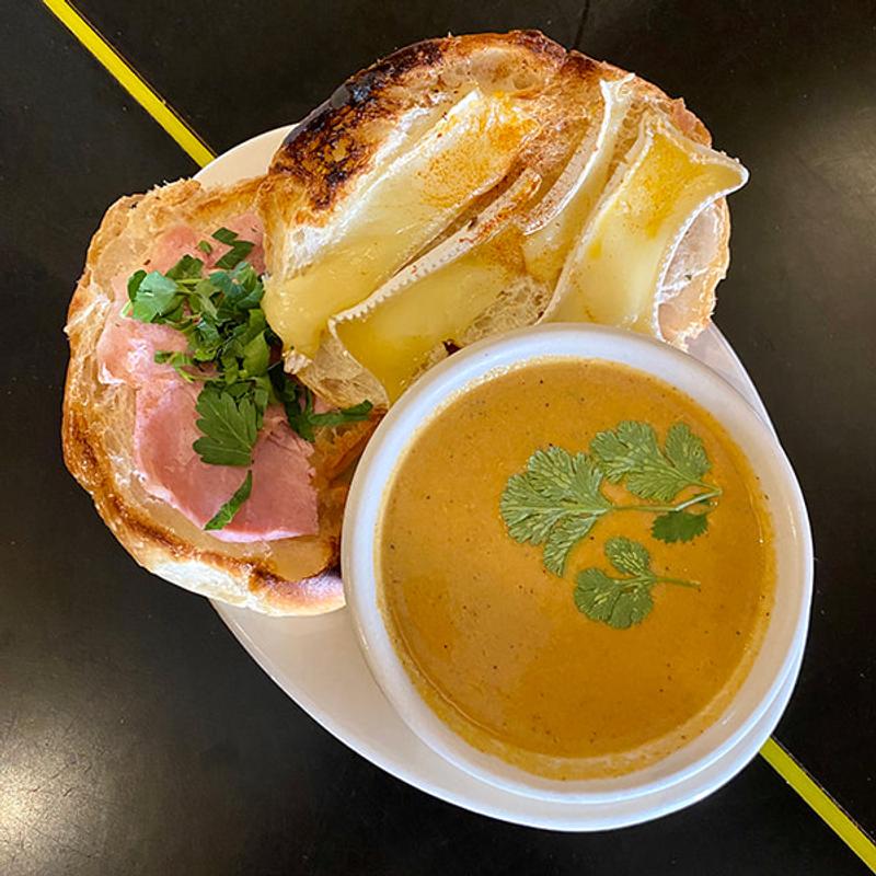 Open Faced Brie Melt on Croissant photo