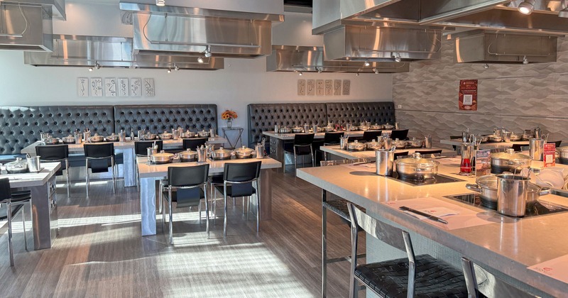 Modern and spacious interior of a Japanese dining area