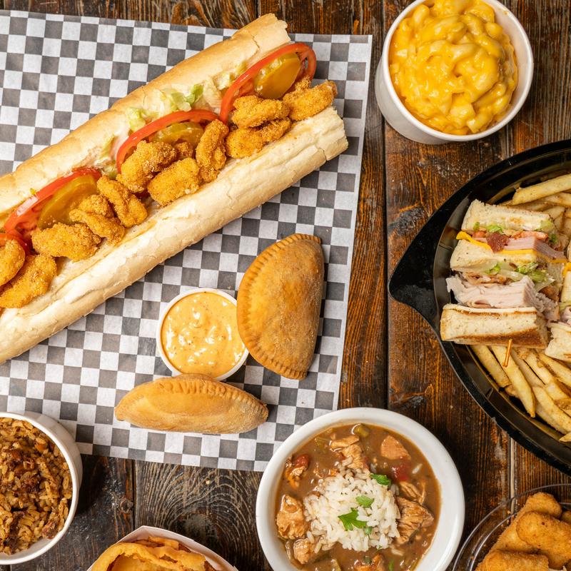 Assorted food dishes.