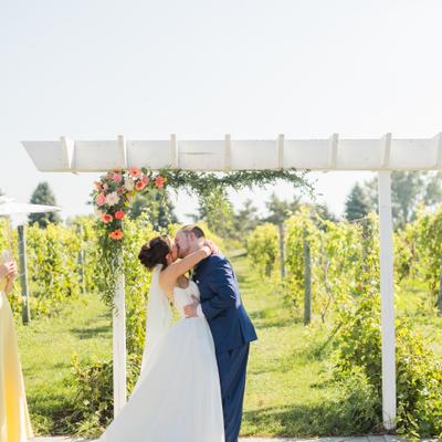 Couple in the Wedding Ceremony Space at Next Chapter Winery.