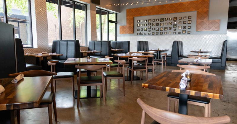 Interior, dining booths and tables ready for guests