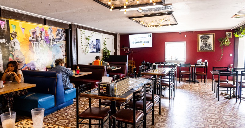 Cozy interior dining area of Mexican restaurant