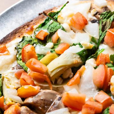 Pub style pizzas at Gatsby's, this is the house pizza.