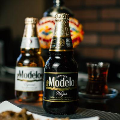 Bottles of Modelo beer.