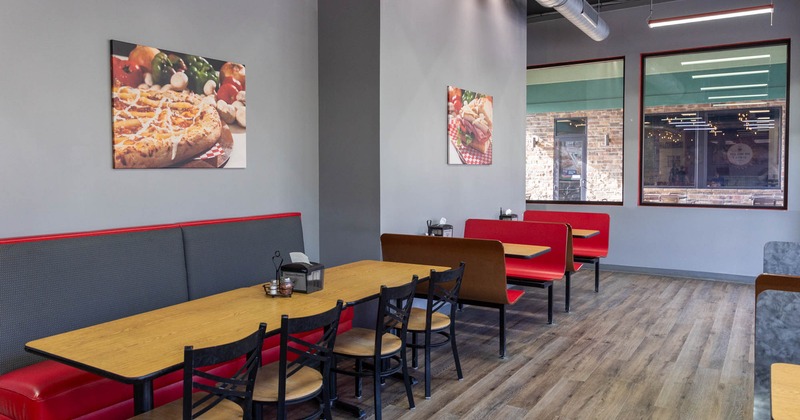 Interior, banquette seating area
