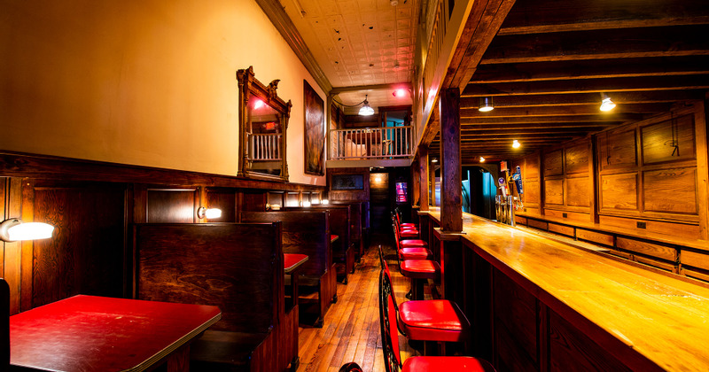 Interior, booths and the bar