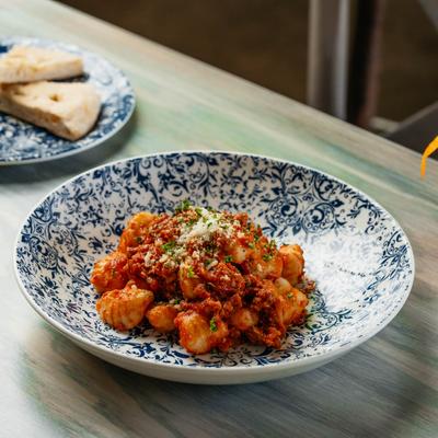 Gnocchi in spicy sauce.
