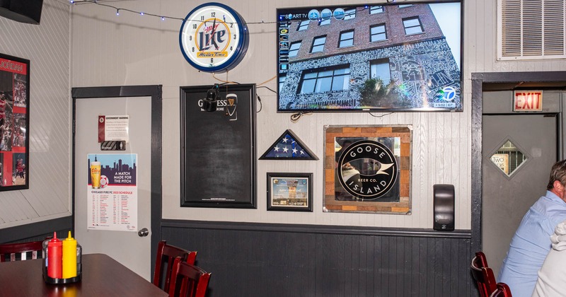 Interior, seating, TV on the wall