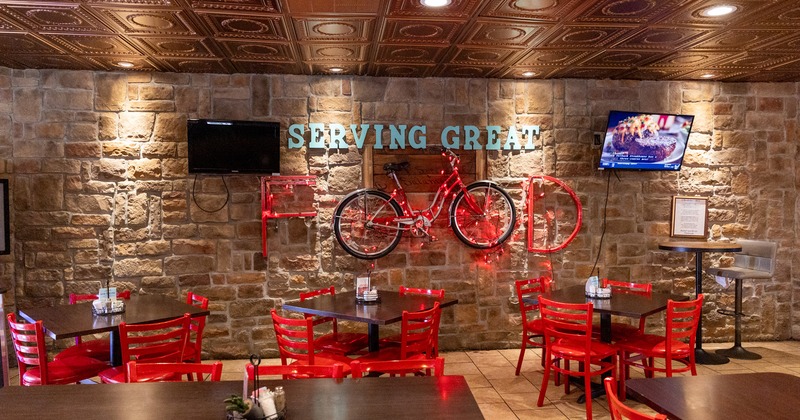 Interior space, nicely done dining area