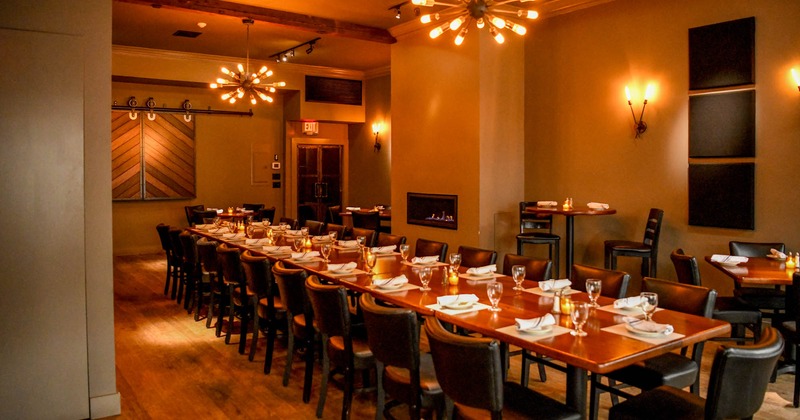 Interior, tables set and cleaned, ready for guests