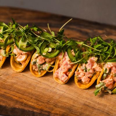 Spicy Tuna Poke Taquitos.