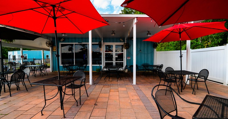 Exterior, seating place with parasols