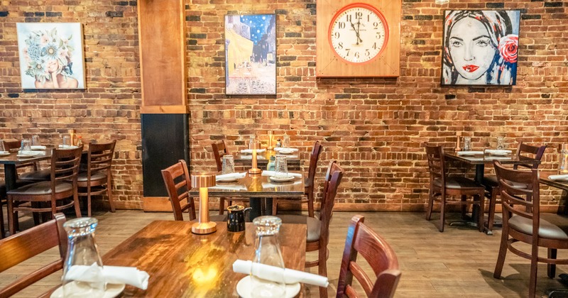 Interior, diner area, tables, chairs