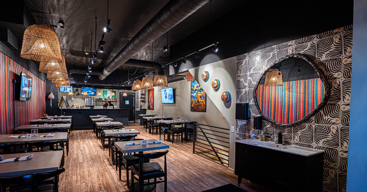 Interior, wide view, dining area