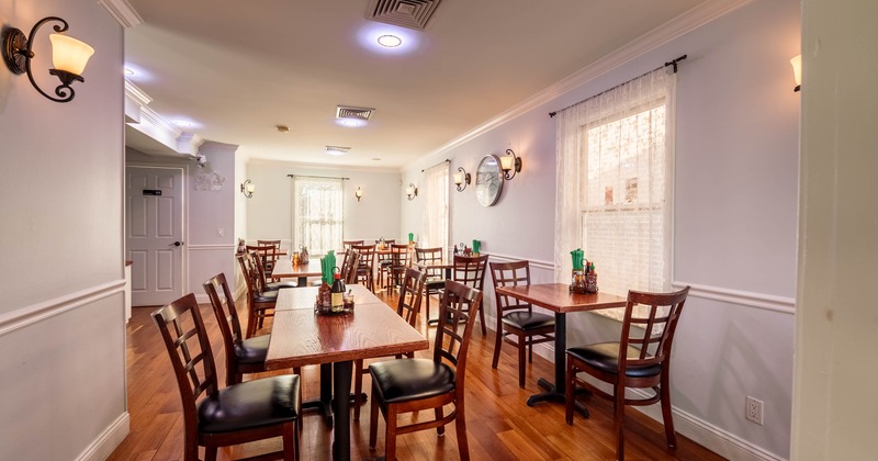 Interior, tables and chairs