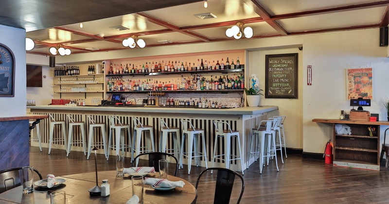 Interior, a bar with bar stools