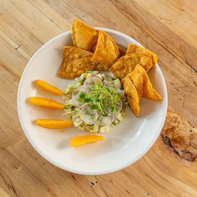 Scallop ceviche, top view
