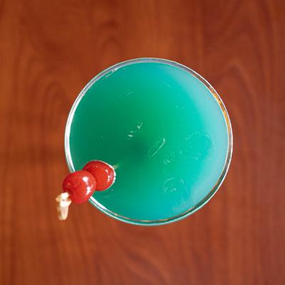 Ha Long Blue cocktail, top view.