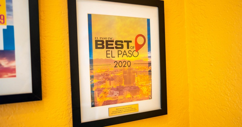 Interior, restaurant award on a wall