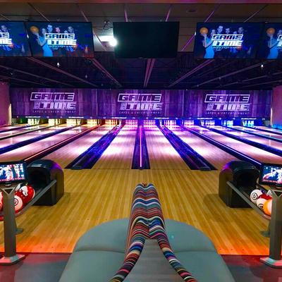 Bowling alleys, screens, lights.
