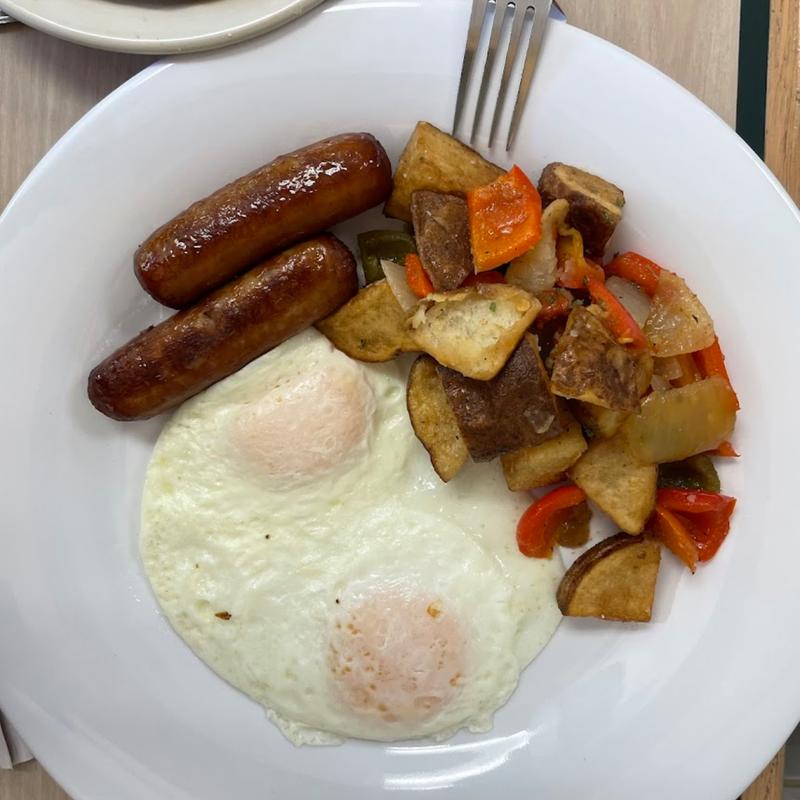 menu item 9 of 57, *2 Eggs & Bacon or Sausage