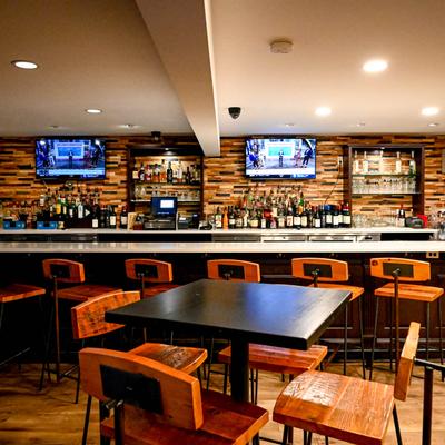 Seating and bar areas.