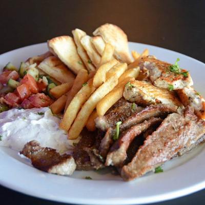 Gyro meat platter.