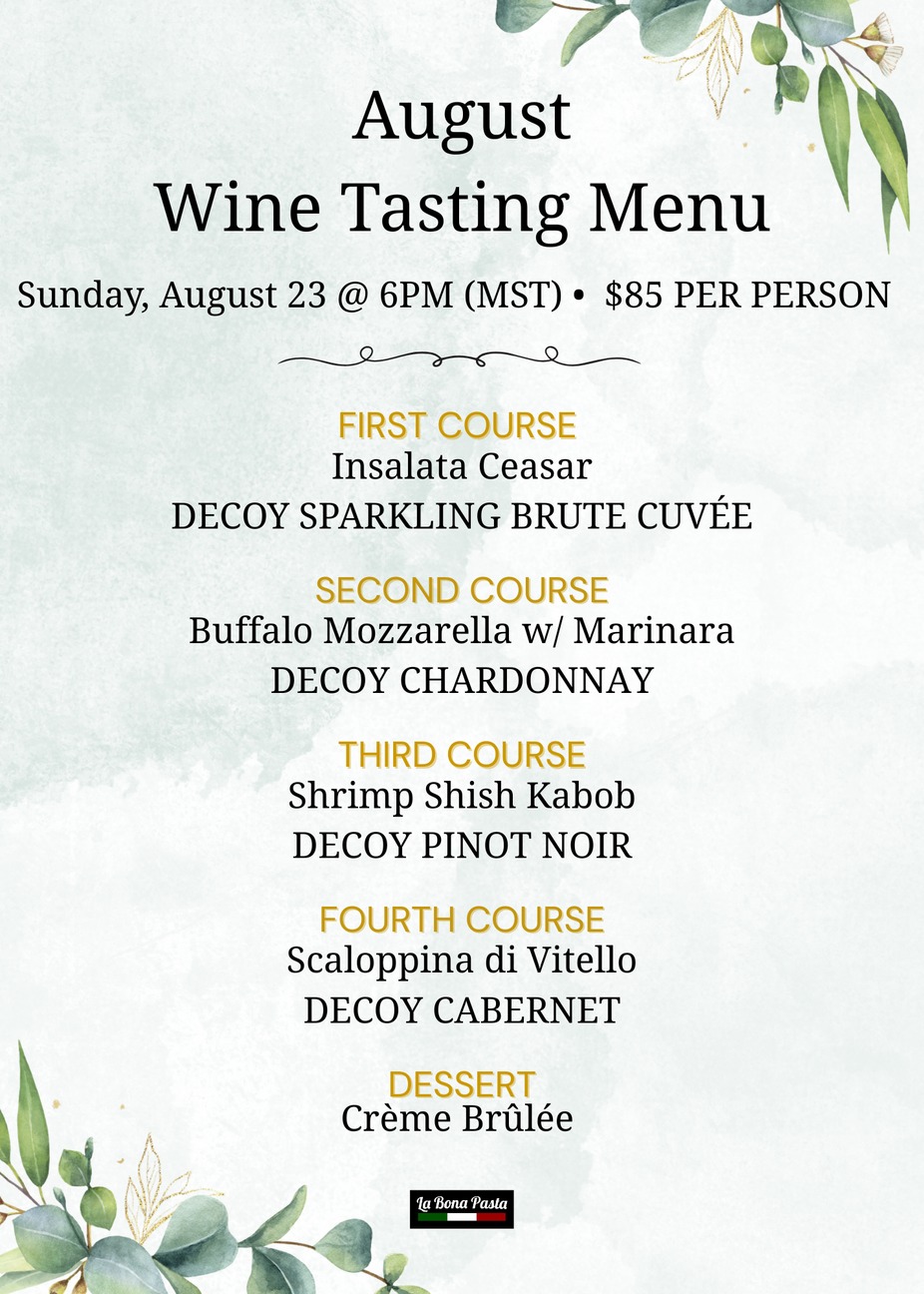 August Wine Tasting Dinner event photo