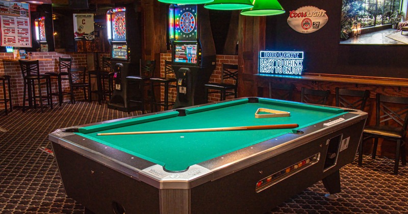 Interior, a pool table