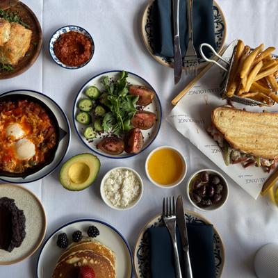 Breakfast items served on the table.