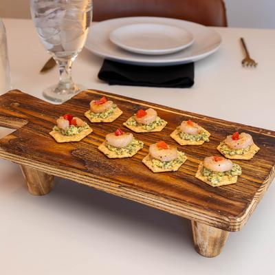 Shrimp Pesto served on rice crackers.