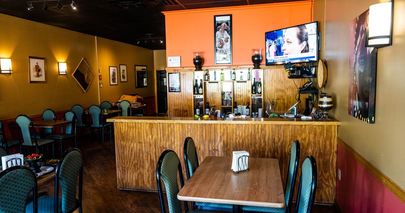 Interior, dining area and the bar
