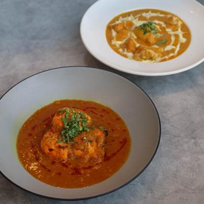 Apricot Lamb Korma/Salmon Curry.