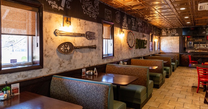 Cozy interior dining area with dining booths