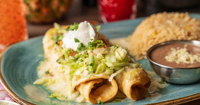 Enchiladas verdes, served