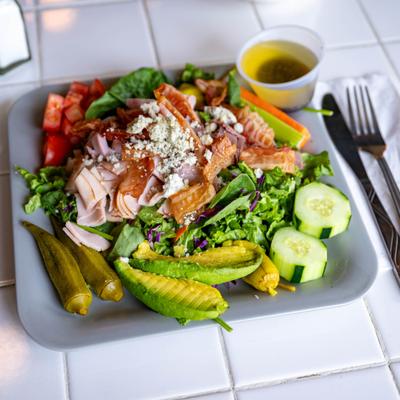 cobb salad top view.