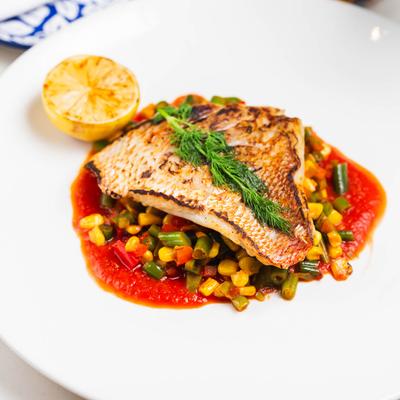 Sauteed Florida Red Snapper dish plate.