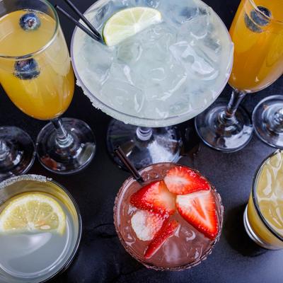 A top view of drinks.