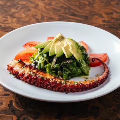 Grilled Octopus and a salad.