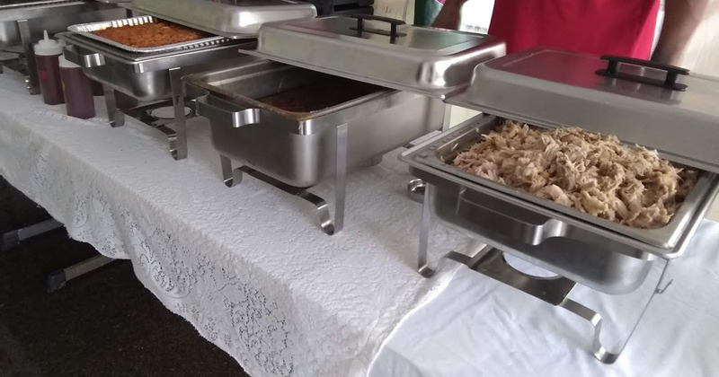 Chafing dishes with catering food