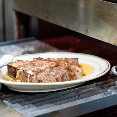 Grilled porterhouse steak.