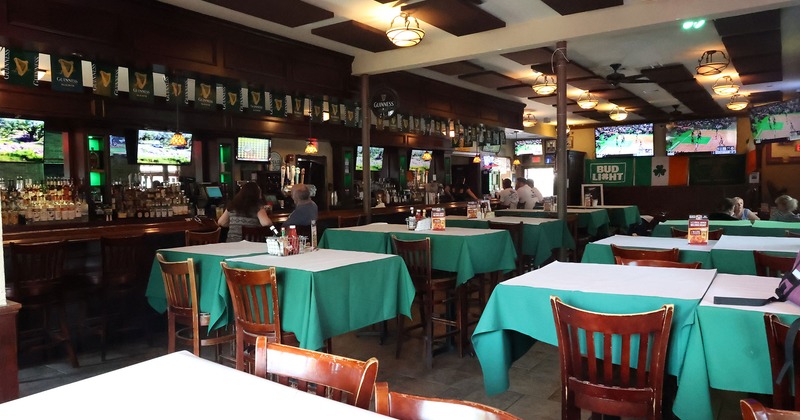 Restaurant interior, dining area and bar