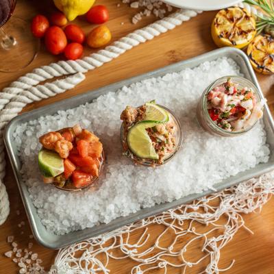 Fresh Ceviche cups.